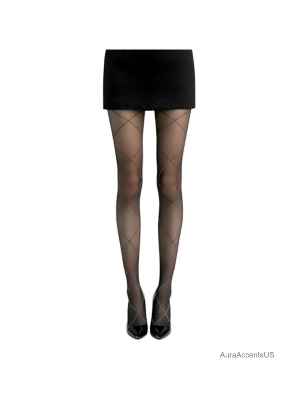 Sparkly Diamond Patterned Control Top Sheer Tights